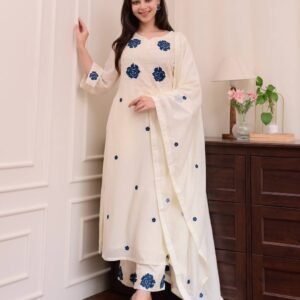 Elegant White Embroidered Kurta Set