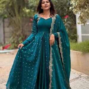 Dark Green Anarkali Set