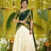 Kanchipuram Silk Half Saree Lehenga Set Green