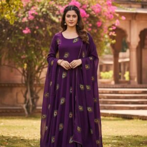Purple Peacock Anarkali Gown