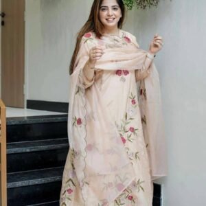 Porcelain Elegant 3-Piece Chanderi Silk Party Set