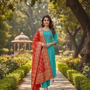 Aqua Blue Charm Silk Set